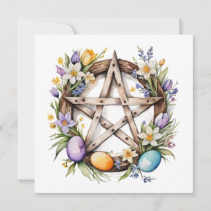 Ostara Star Pentakel Lente Equinox Eostre Wicca Feestdagenkaart