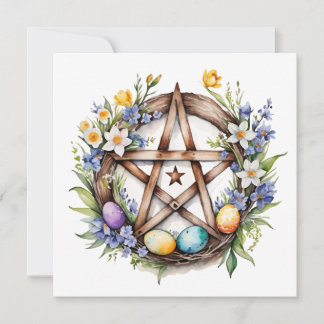Ostara Sterrenpentakel Lente-equinox Eostre Wicca Feestdagenkaart