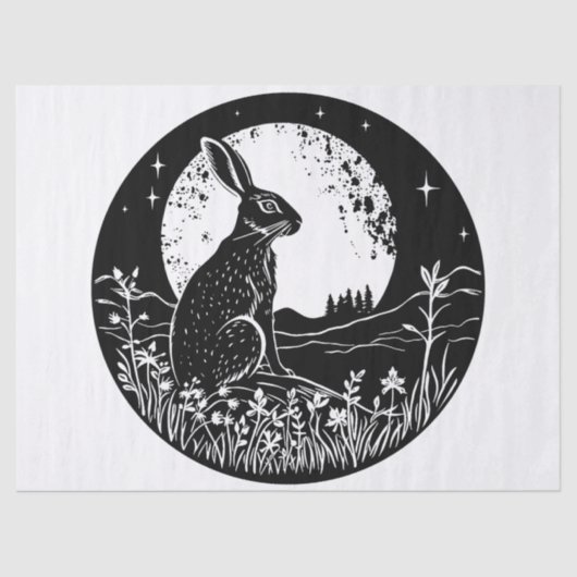 Ostara Wiccan Magic Hare Silhouette Decoupage Tissuepapier (Voorkant)