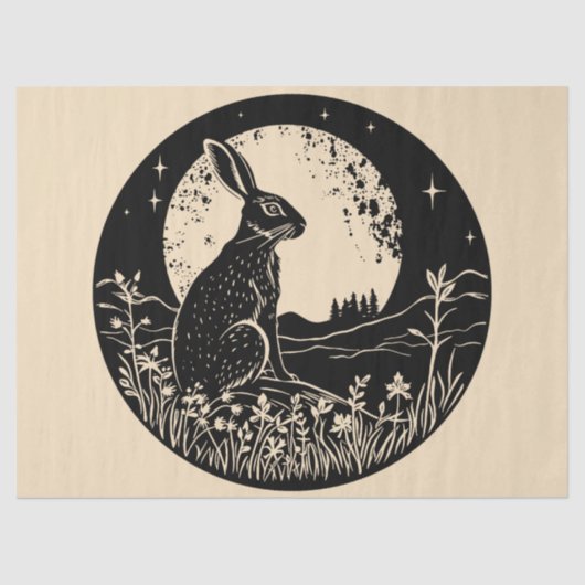 Ostara Wiccan Magic Hare Silhouette Decoupage Tissuepapier (Voorkant)