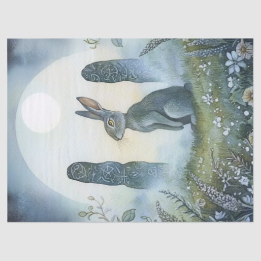 Ostara Wiccan Magic Hare Standing Stones Decoupage Tissuepapier (Voorkant)