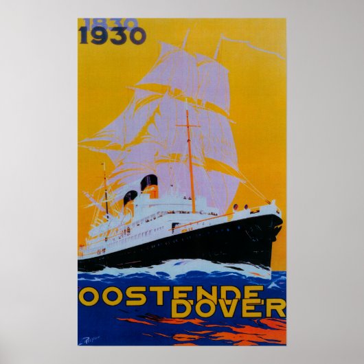 Ostende Dover Poster Vintage Europe (Devant)