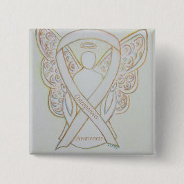Osteoporose Bewustheid Angel White Ribbon Art Pin Vierkante Button 5,1 Cm