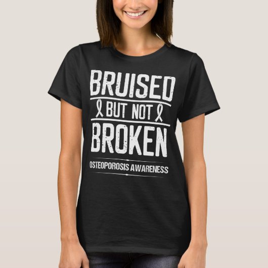 Osteoporose Bewustzijnd gebroken gebroken wit lint T-shirt (Voorkant)