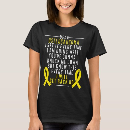 Osteosarcoma Bewustmakelijkheid komt weer op Geel T-shirt (Voorkant)