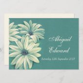 Ostéospermum faire-part de mariage crème verte (Devant / Derrière)