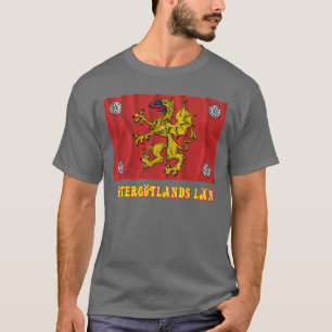 Östergötlands län waving flag with name t-shirt