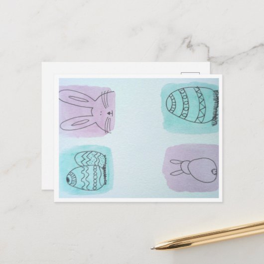 Ostergrüße  briefkaart (Voorkant / Achterkant in situ)