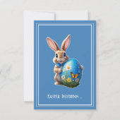 Osterhase mit blauer Schleife - Kaart (Voorkant)