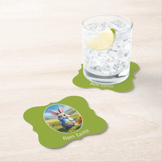 Osterhase mit Ei, Oval - Pappuntersetzer Kartonnen Onderzetters (Insitu)