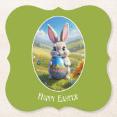 Osterhase mit Ei, Oval - Pappuntersetzer Kartonnen Onderzetters (Voorkant)