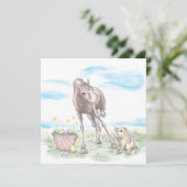 Osterkarte mit Pferd und Osterhase, süsse Tiere  Feestdagenkaart (Staand voorkant)
