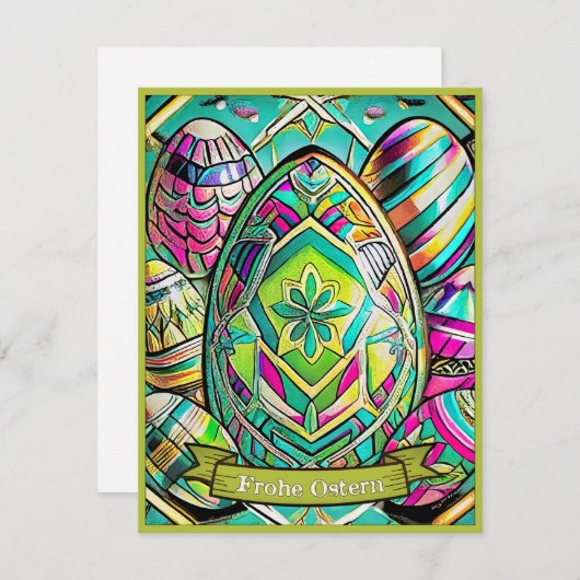 Ostermotiv farbiger Cartoon mit Ostereier 13553 (Voorkant / Achterkant)