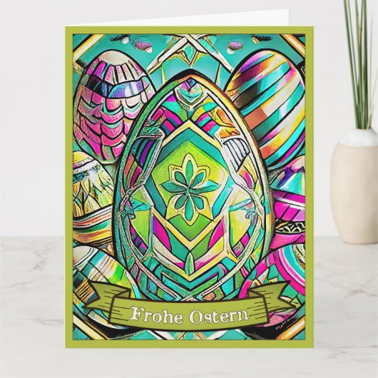 Ostermotiv farbiger Cartoon mit Ostereier 13553 Kaart (Voorkant)