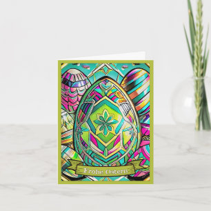 Ostermotiv farbiger Cartoon mit Ostereier 13553 Kaart