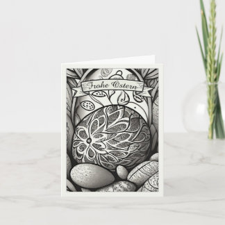 Ostermotiv monochrome Cartoon mit Ostereier 97330 Kaart