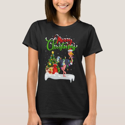 Ostrich Bird   Xmas Decorations Santa Ostrich Chri T-shirt (Voorkant)