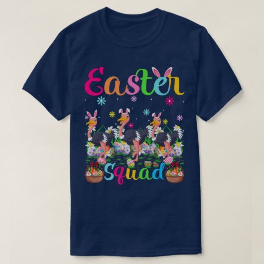 Ostrich Bunny Ear Easter Squad Ostrich Bird Happy T-shirt (Design voorkant)