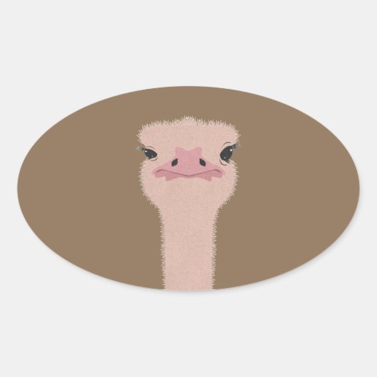 Ostrich grappig gezicht ovale sticker (Voorkant)
