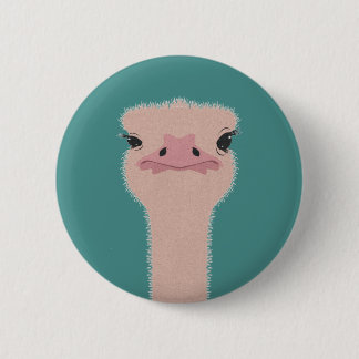Ostrich grappig gezicht ronde button 5,7 cm