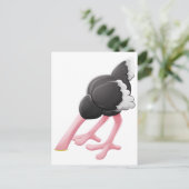Ostrich Head Buried Cartoon Character Briefkaart (Staand voorkant)