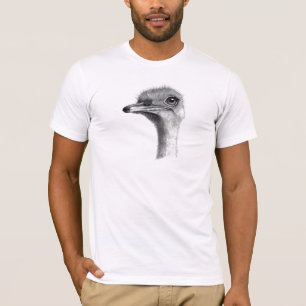OSTRICH HOOFD IN PENCIL: KUNST: REALISME T-SHIRT