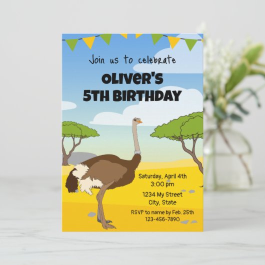 Ostrich Invitation Anniversaire (Debout devant)