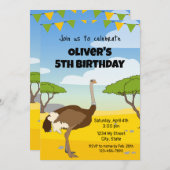 Ostrich Invitation Anniversaire (Devant / Derrière)