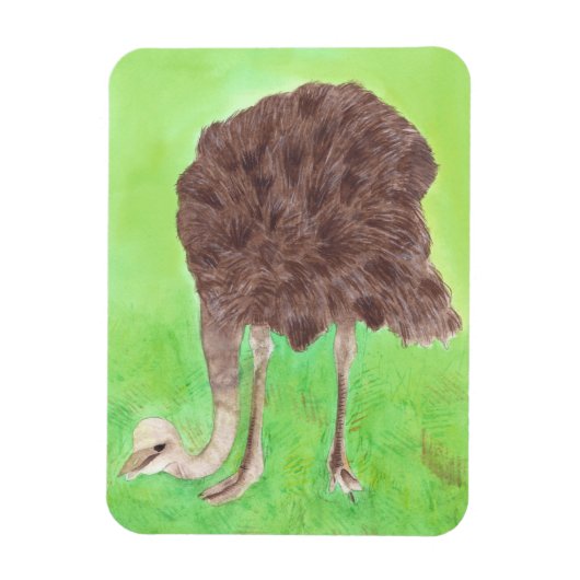 Ostrich Manger, Aquarelle Peinture Magnets (Vertical)