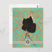  Ostrich Monogram Briefkaart (Voorkant / Achterkant)