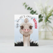 Ostrich Pun Funny Birthday Briefkaart (Staand voorkant)