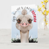 Ostrich Pun Funny Birthday Kaart (Gele Bloem)