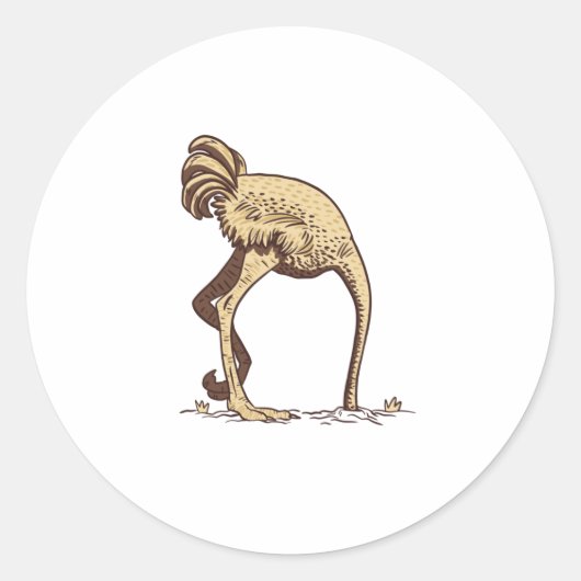 OSTRICH SAND RONDE STICKER (Voorkant)
