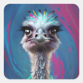 Ostrich themed vierkante sticker (Voorkant)