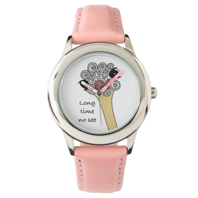 Ostrich Watch for Kids "long time no see" Horloge (Voorkant)