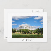 Ostuni avec oliviers, carte postale blanche des Po (Devant / Derrière)
