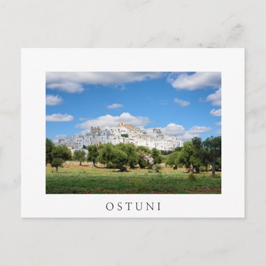 Ostuni avec oliviers, carte postale blanche des Po (Devant)