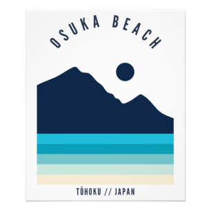 Osuka-strand Tohoku Japan Retro Vintage Foto Afdruk