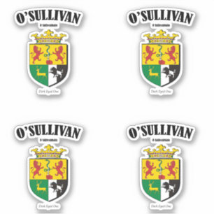 O'Sullivan Crest Ierse vertaling & betekenis (x4) Sticker