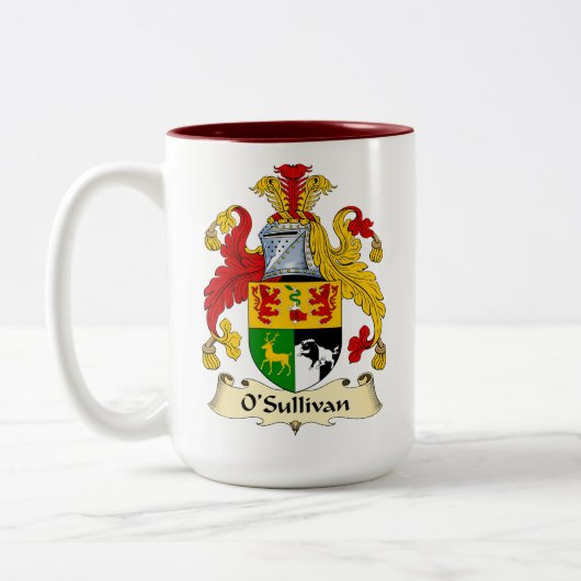 O'Sullivan Family Coat of Arms Two-Tone Coffee Mug (Gauche)