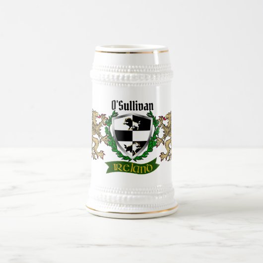 O'Sullivan/Sullivan Irish Shield gepersonaliseerd Bierpul (Center)