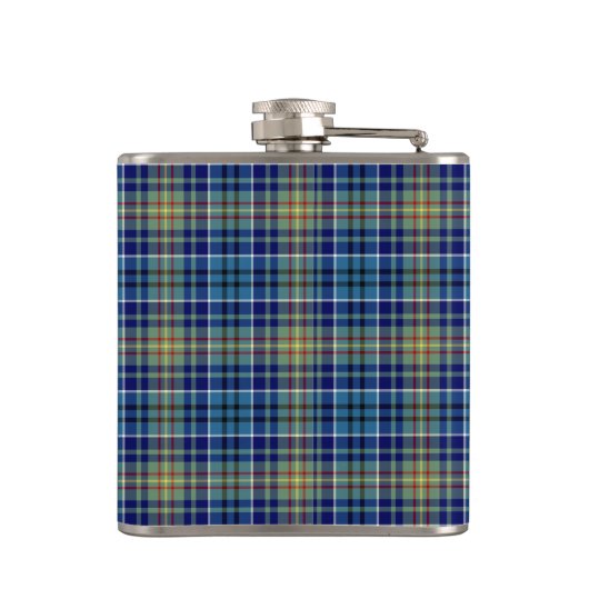 O'Sullivan Tartan Monogram Blauw en Groen Plaid Heupfles (Achterkant)
