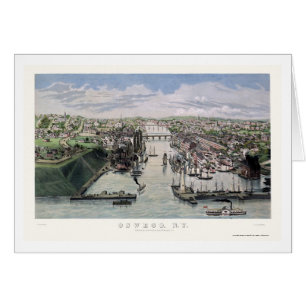 Oswego, carte panoramique de NY - 1855