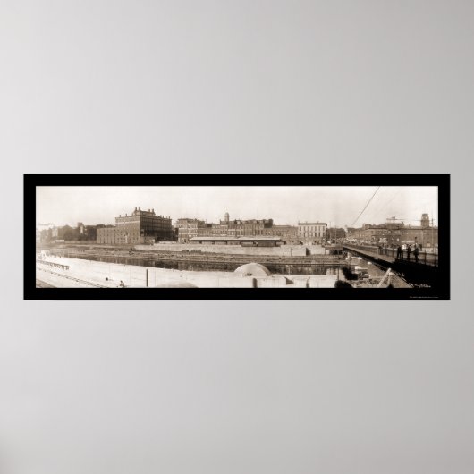 Oswego NY Riverfront Foto 1909 Poster (Voorkant)