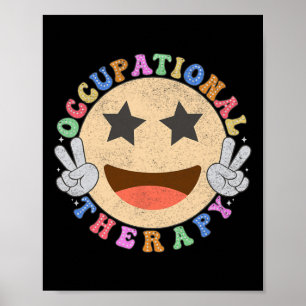 Ot Ergotherapie Hippie Glimlach Gezicht Bloemen Poster