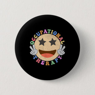 Ot Ergotherapie Hippie Glimlach Gezicht Bloemen Ronde Button 5,7 Cm