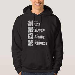 Otaku Anime Fan Japanner Eten Slapen Anime Herhale Hoodie