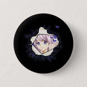Otaku Anime Girl Kawaii Hearts Love Cute Manga Ronde Button 5,7 Cm