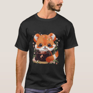 Otaku Anime Rode Panda Eet Ramen Noodles Cherry Bl T-shirt