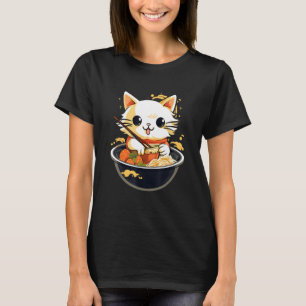 Otaku Cat Eat Japanese Ramen Noodles 2 T-shirt